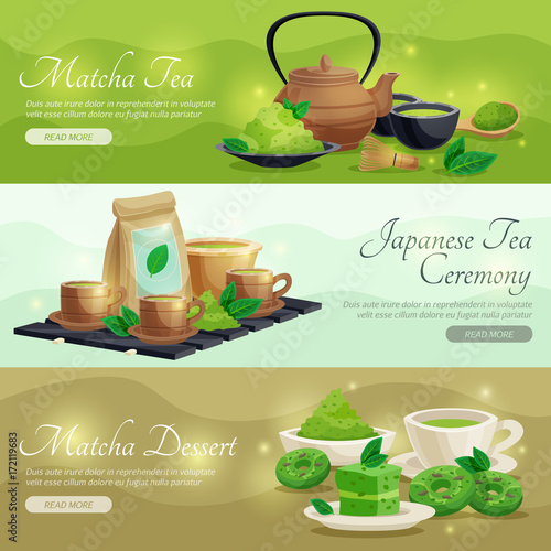Green Matcha Tea Horizontal Banners 