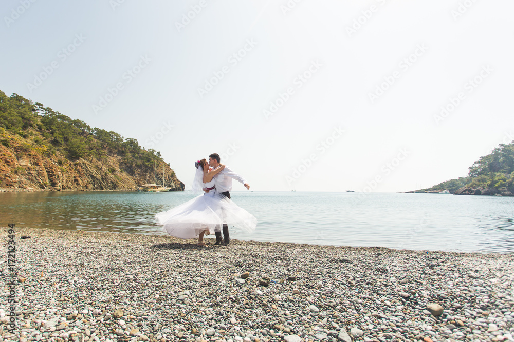 Couple Love Beach Romance Togetherness Concept Couple Love Beach Romance Togetherness Concept