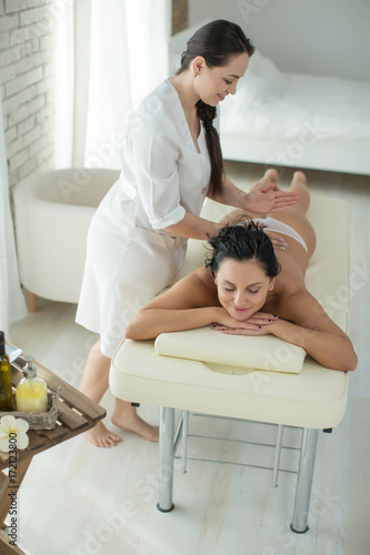 A woman is given a massage 