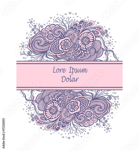 Template with abstract marine flowers bouquet in pink grey on white for decoration  package of perfume cosmetic shampoo soap or for advertising hygiene products purity  freshness 