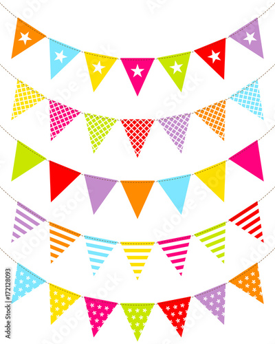 5 Seamless Festoons Curve Colour Different Pattern