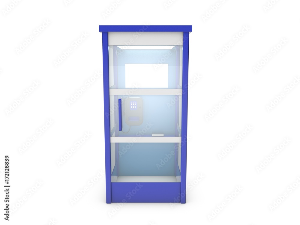 Phone booth. Isolated on white background. 3D rendering illustration. Phone booth. Isolated on white background. 3D rendering illustration.