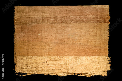 Old sheet of simple papyrus from Egypt isolated on a black background
