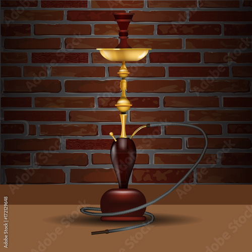 Realistic big hookah or nargile mock up. Vector