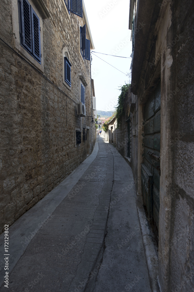 Narrow empty street of medieval town