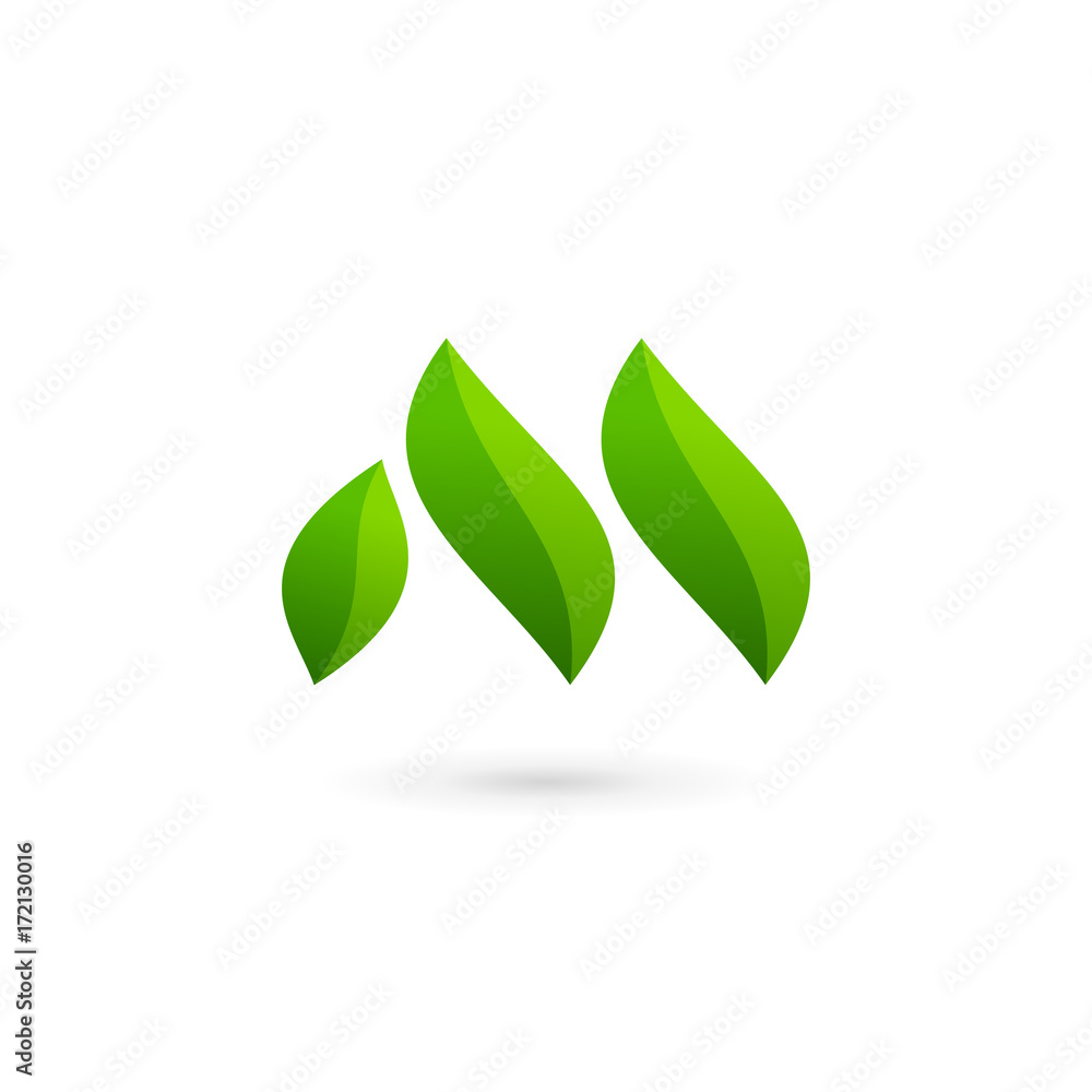 Letter M eco leaves logo icon design template elements Letter M eco leaves logo icon design template elements
