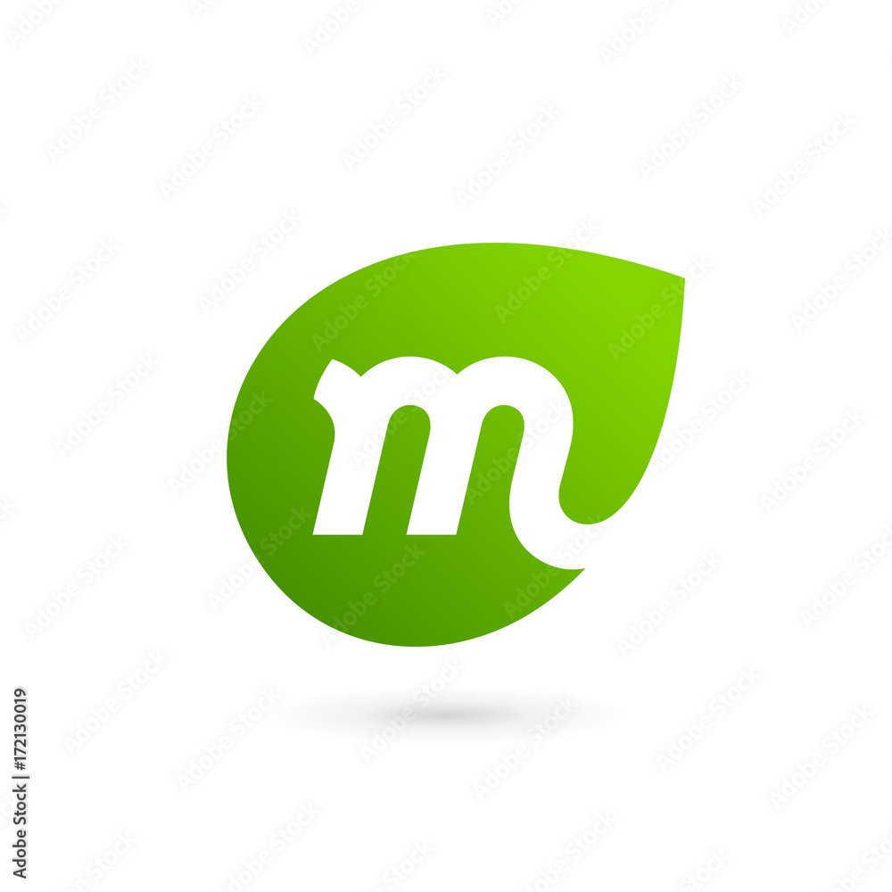 Letter M eco leaves logo icon design template elements Letter M eco leaves logo icon design template elements
