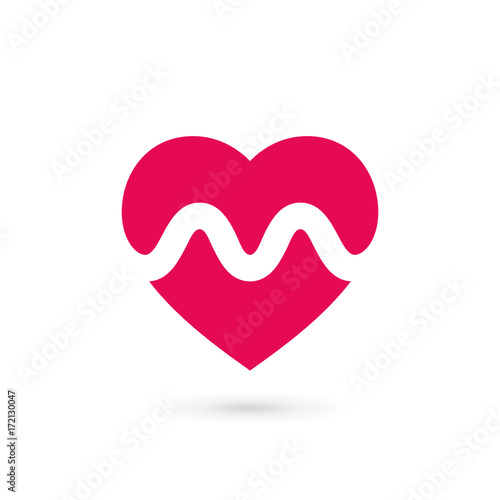 Letter M heart logo icon design template elements