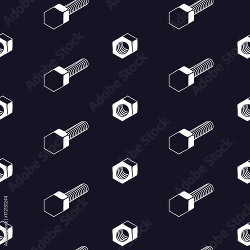 Screw and Nut Minimalistic Vector Seamless Pattern 