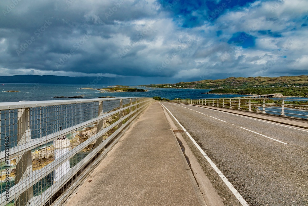 ocean and sky panorama of the Scottish Highlands in summer