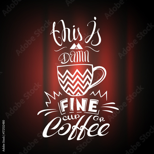 Banner with Hand-drawn Ornamental Coffee Cup and Lettering