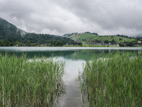 The mountain lake Thiersee in Tyrol, Austria photo