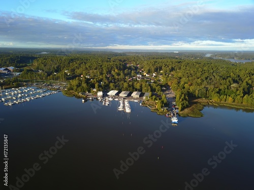 Marina bay with sailboats and yachts. Finland, Turku city