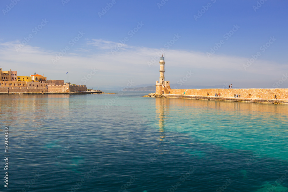 Architecture of the old Venetian port in Chania on Crete, Greece