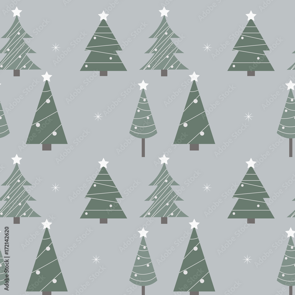 Christmas and New Year pattern with a Christmas tree. Holiday seamless background.