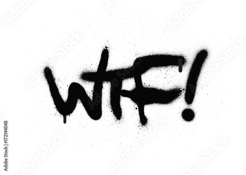 graffiti WTF chat abbreviation in black over white