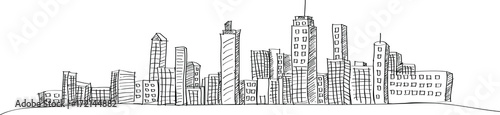 Cityscape Vector Illustration Line Sketched Up, EPS 10.