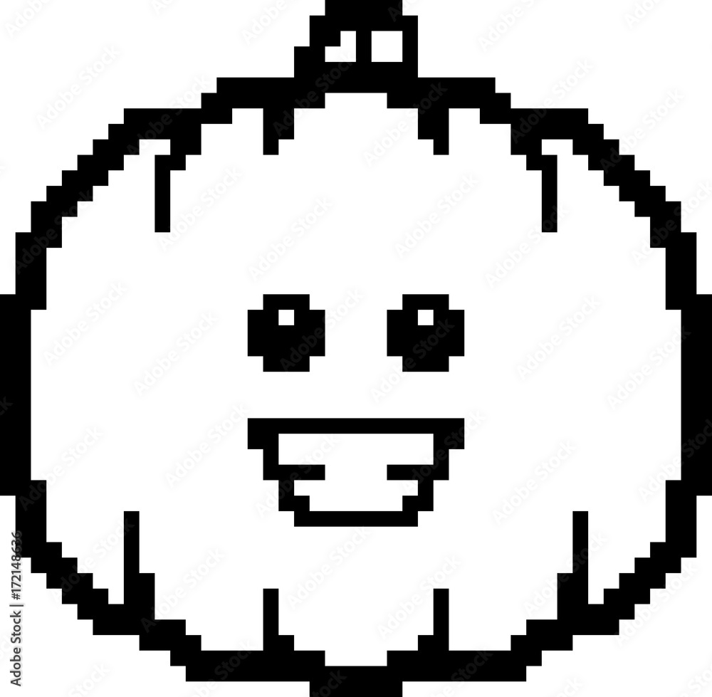 Fototapeta premium Smiling 8-Bit Cartoon Pumpkin