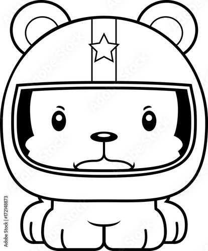 Cartoon Angry Race Car Driver Bear