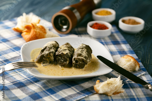 Hot fresh Georgin dolma on plate photo