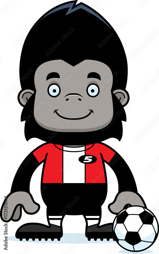 Cartoon Smiling Soccer Player Gorilla Cartoon Smiling Soccer Player Gorilla