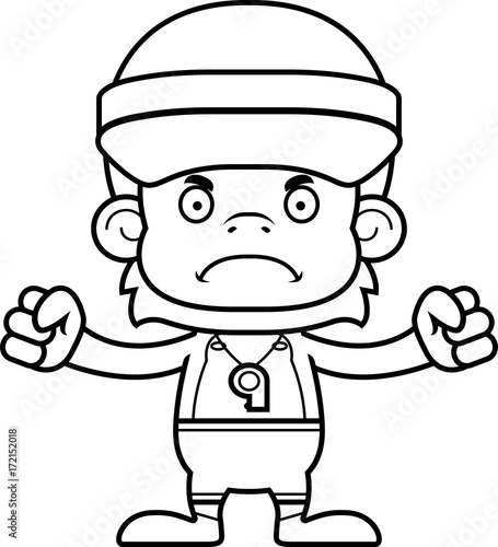 Cartoon Angry Lifeguard Orangutan
