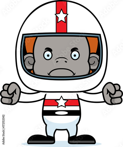 Cartoon Angry Race Car Driver Orangutan