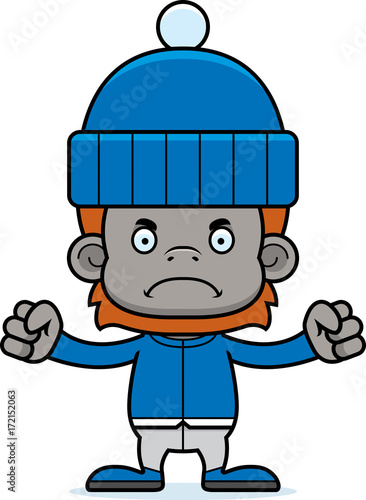 Cartoon Angry Winter Orangutan