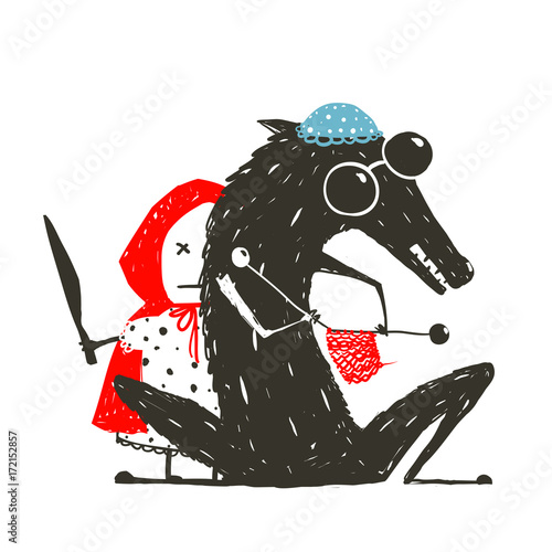 Angry Little Red Riding Hood Kill Knitting Wolf