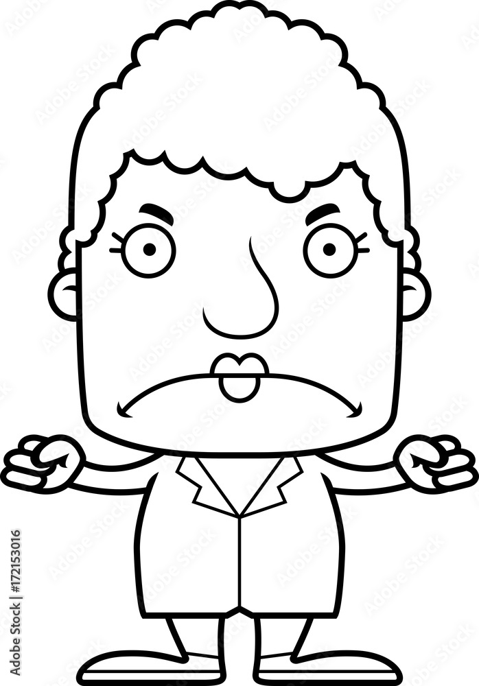 Cartoon Angry Doctor Woman