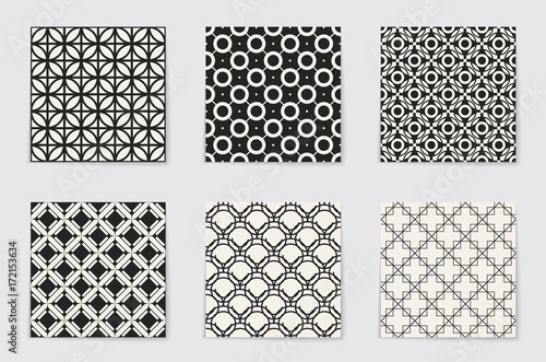 Abstract concept vector monochrome geometric pattern. Black and white minimal background. Creative illustration template. Seamless stylish texture. For wallpaper, surface, web design, textile, decor.