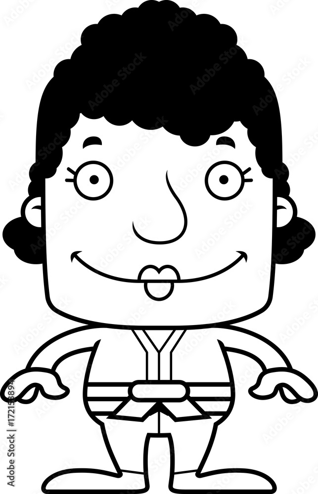 Cartoon Smiling Karate Woman