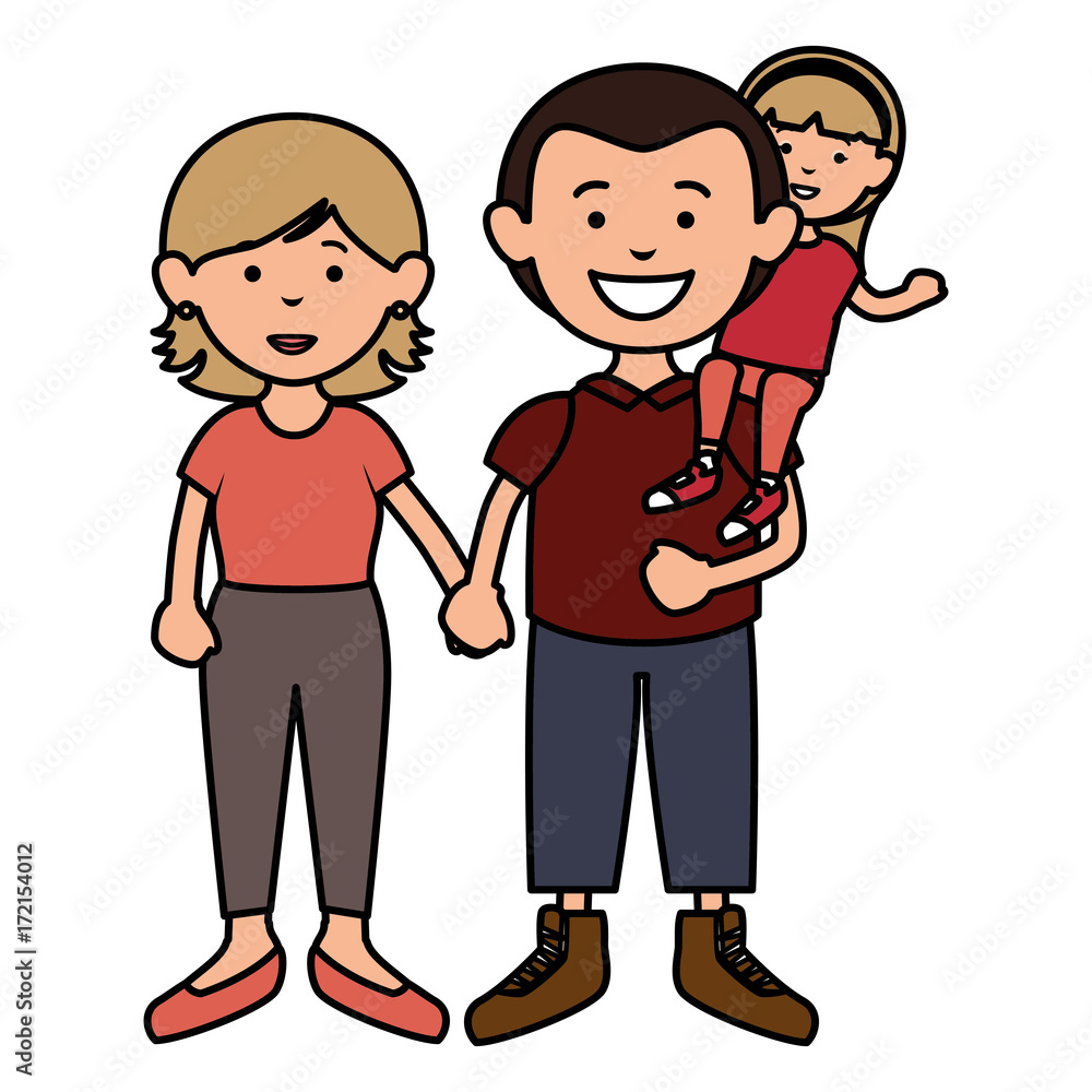 parent couple with daughter avatars characters parent couple with daughter avatars characters
