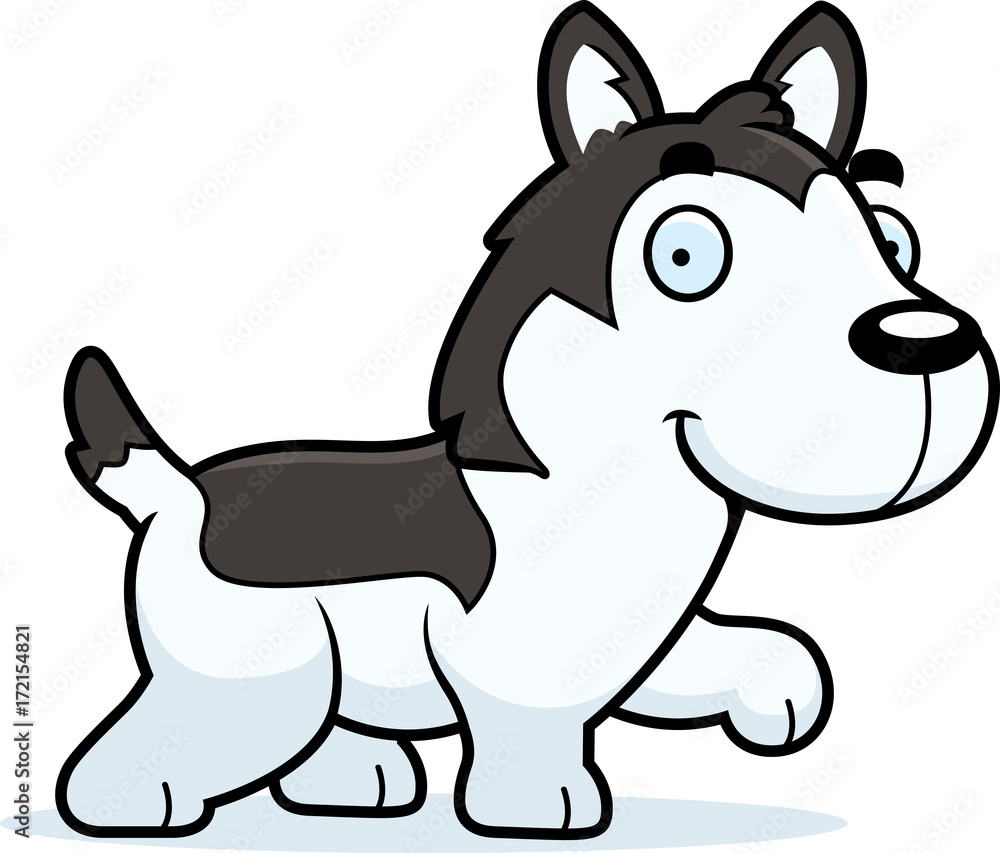 Fototapeta premium Cartoon Husky Walking