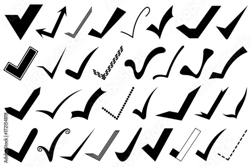 Set of different check marks isolated on white