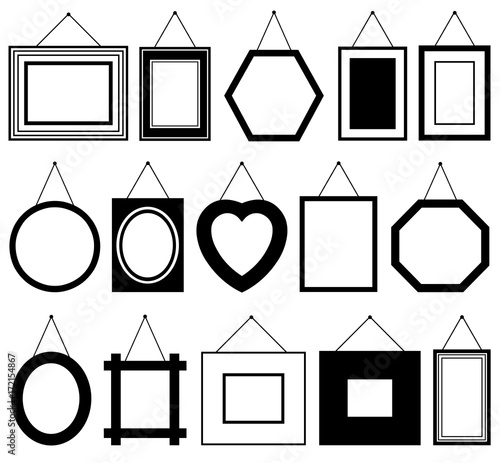 Set of different picture frames isolated on white