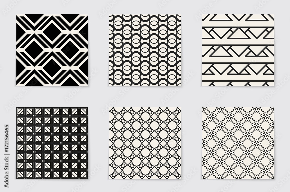 Plakat Abstract concept vector monochrome geometric pattern. Black and white minimal background. Creative illustration template. Seamless stylish texture. For wallpaper, surface, web design, textile, decor.