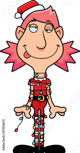 Cartoon Christmas Elf Tangled Up