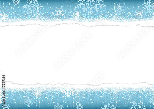 Winter Background with Torn Paper with Ripped Edges with Space for Your Text - Illustration, Vector