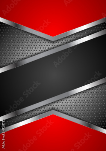 Red and black abstract tech metal design