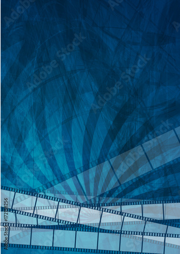 Grunge dark blue filmstrip abstract background