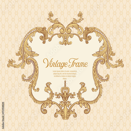 Vintage richly decorated frame in rococo style for menus, ads, a