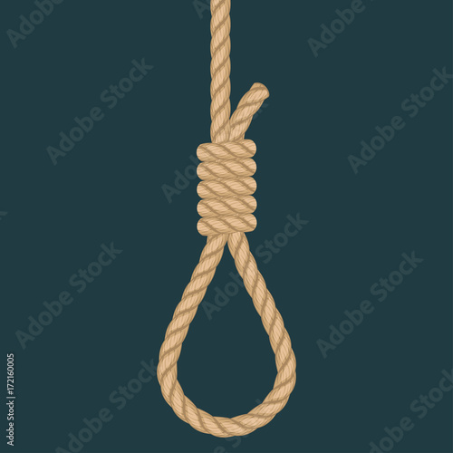 Rope hanging loop. Noose with hangmans knot. Suicide Death penalty