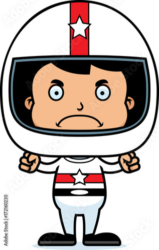 Cartoon Angry Race Car Driver Boy