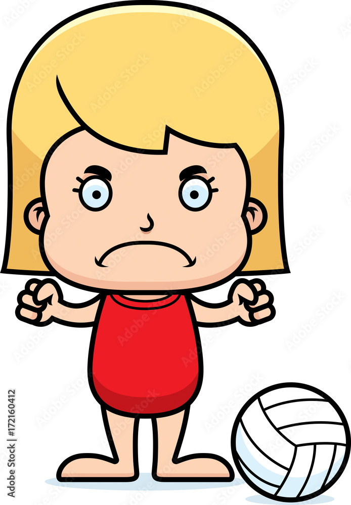 Cartoon Angry Beach Volleyball Player Girl Cartoon Angry Beach Volleyball Player Girl