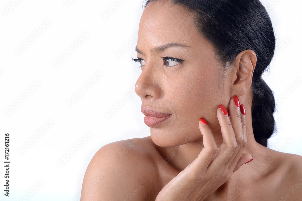 Beautiful middle age Woman with Clean Fresh Skin face . Facial beauty and spa concept Beautiful middle age Woman with Clean Fresh Skin face . Facial beauty and spa concept
