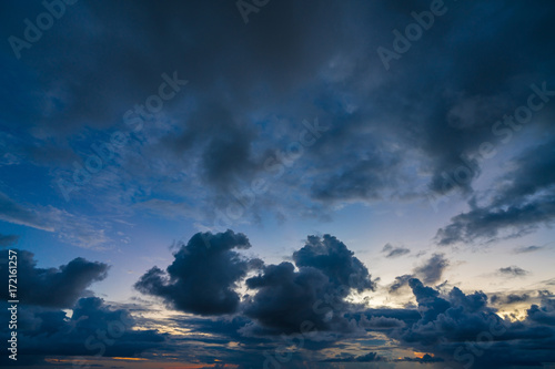 Dark cloud and sun set for background. © pichitstocker