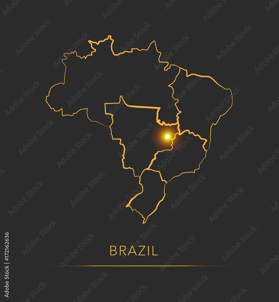 Fototapeta premium Golden region map, Brazil vector background