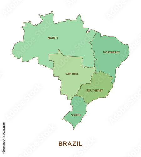 Brazil regions, vector geography background