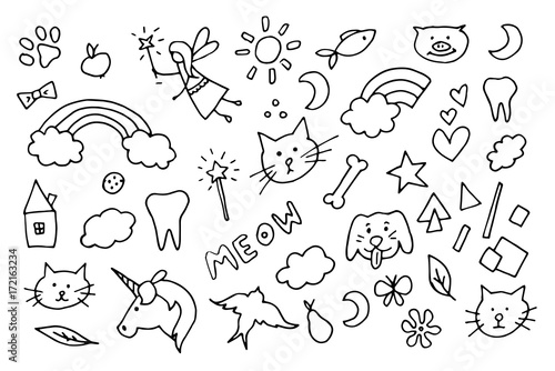 cute magic doodle vector symbols